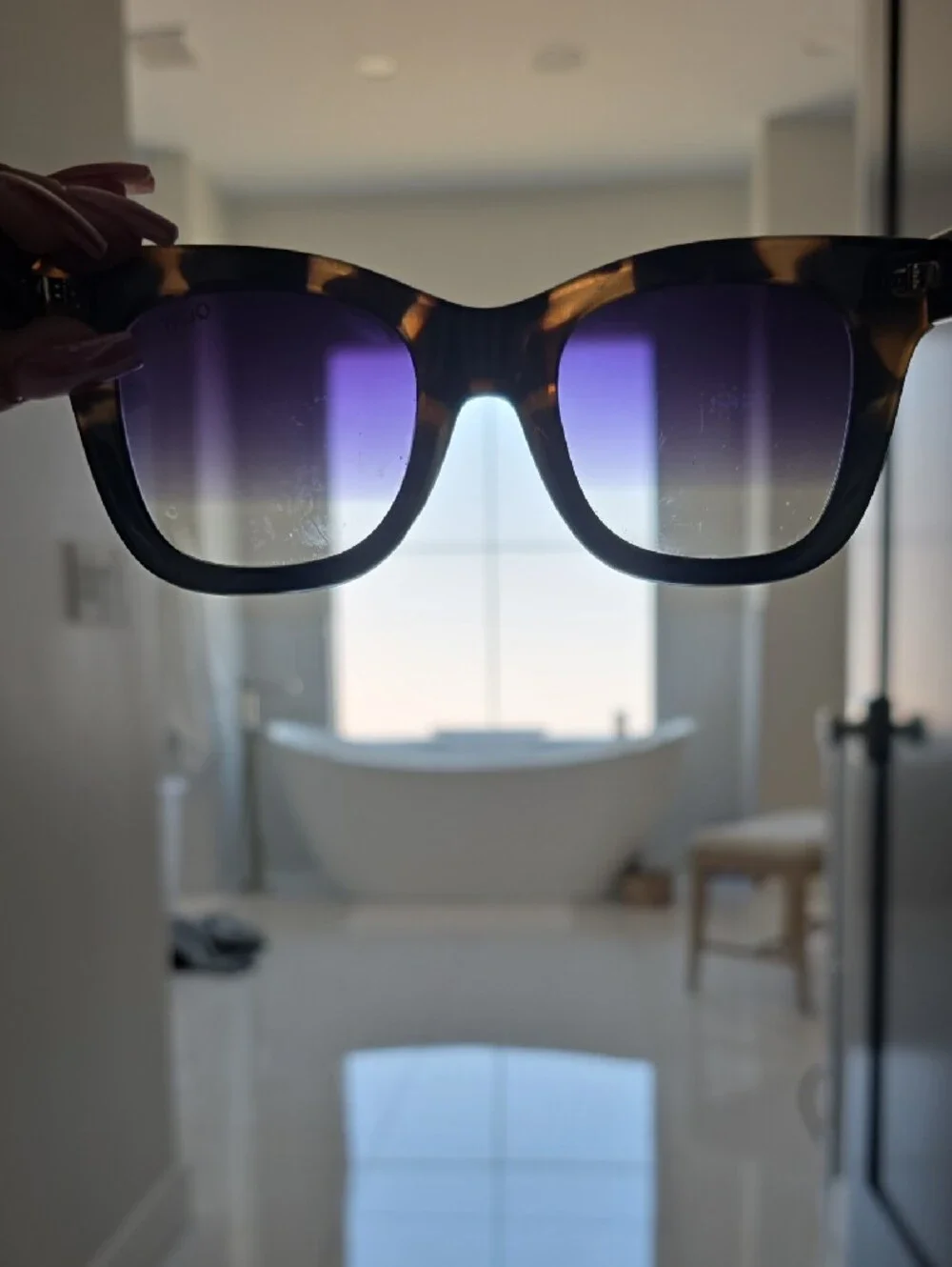 Quay Australia Tortoiseshell Frame Sunglasses with Gradient Purple Lenses